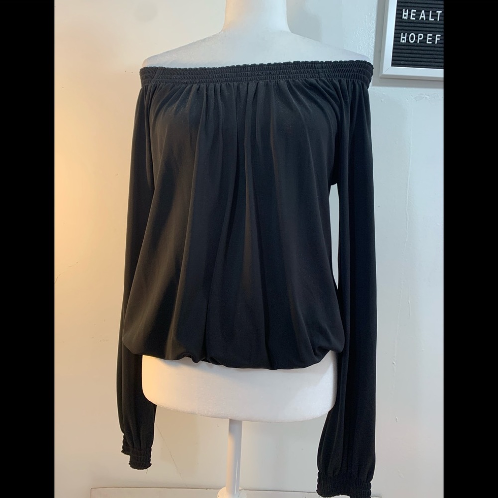 I.N.C. International Concepts Smocked Off The Shoulder Long Sleeve Top